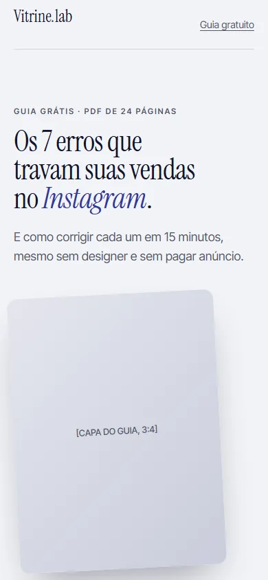 Landing page de captura com guia gratuito