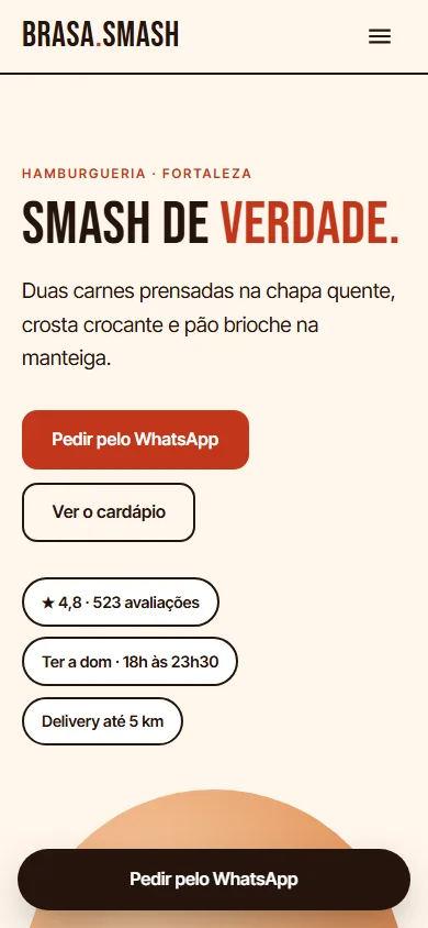 Cardápio digital de hamburgueria